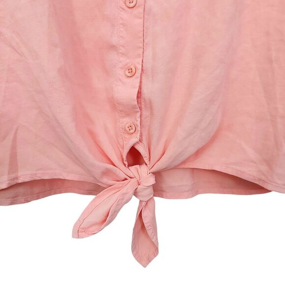 Anthropologie Cloth & Stone Tencel Blouse Shirt Womens Small Peach Button Up - Picture 5 of 11